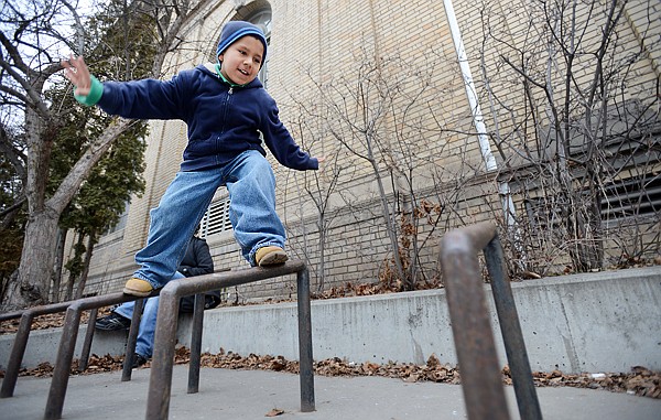 &lt;p&gt;Austin Sanchez, 7, of Kalispell makes his way across the bicycle rack outside the Flathead County Library in Kalispell on Tuesday.&lt;/p&gt;