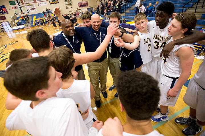 &lt;p&gt;The Genesis Prep boys basketball team takes a team huddle after defeating Clark County at the 1A Division II state third place game on Saturday at Caldwell High School in Caldwell, Idaho. The Jaguars defeated the Bobcats 57-30. PURCHASE PHOTO: www.cdapress.com/photos&lt;/p&gt;