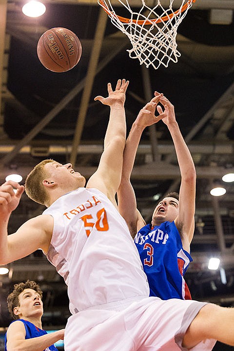 &lt;p&gt;Post Falls&#146; Jacob Blakney goes up against Nampa&#146;s Riley Brown for a fourth quarter rebound on Thursday.&lt;/p&gt;