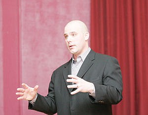 &lt;p&gt;Sen. Chas Vincent explaining the Confederated Salish-Kootenai Tribes Water Compact during Tuesday's forum at Maki Theater.&lt;/p&gt;