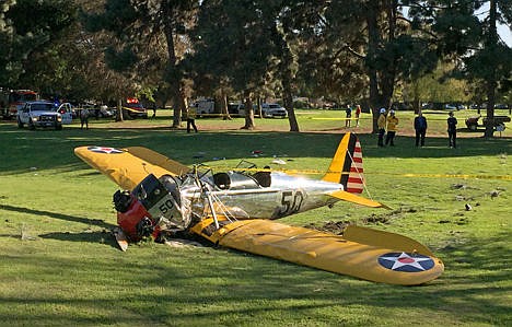 &lt;p&gt;A small plane lies where it crash-landed on Penmar Golf Course in the Venice area of Los Angeles on Thursday.&lt;/p&gt;