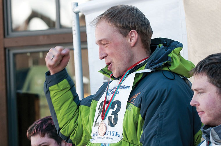 &lt;p&gt;Kjell Myraas of Butte celebrates his bronze medal in Alpine Slalom on Tuesday morning during the medals ceremony for the Special Olympics Montana 2014 State Winter Games at Whitefish Mountain Resort.&lt;/p&gt;