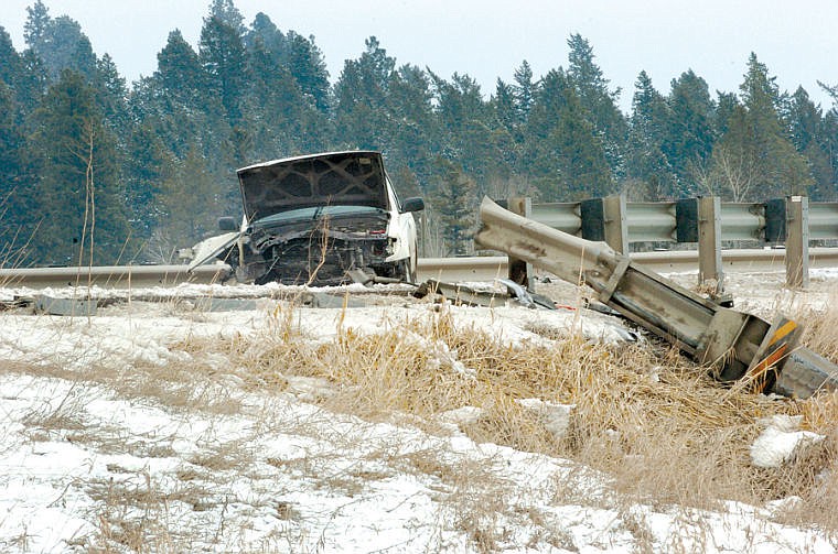 &lt;p&gt;A truck sits in the westbound lane of Montana 82 Thursday after striking a guardrail on the eastbound approach to the Sportsman&#146;s Bridge.&lt;/p&gt;