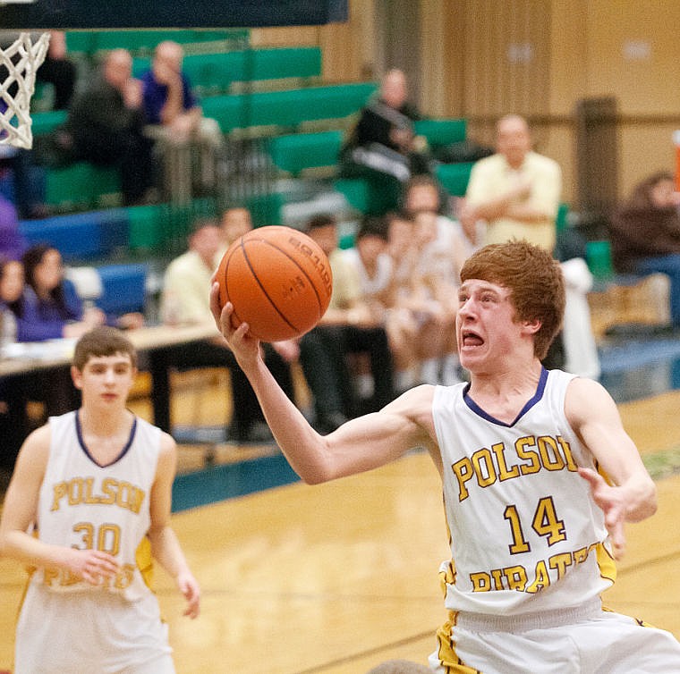 &lt;p&gt;Polson senior point guard Andrew Weltz (14) puts up a shot Thursday night during the Northwestern A Divisional tournament at Glacier High School. Feb. 27, 2014 in Kalispell, Montana. (Patrick Cote/Daily Inter Lake)&lt;/p&gt;