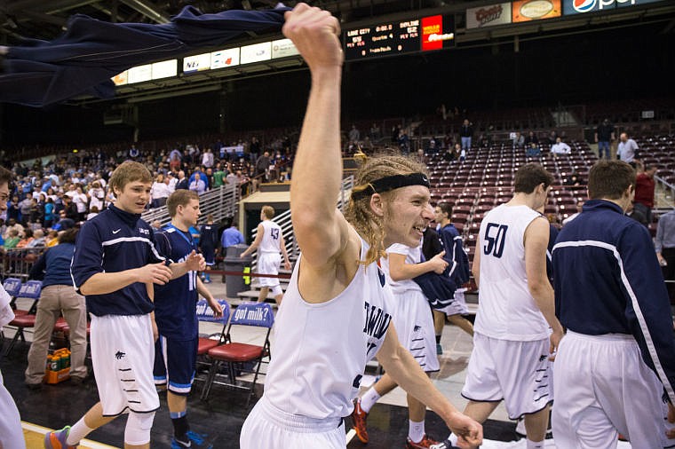 &lt;p&gt;Jacob Dahl waves a shirt over his head in celebration after the team won their first game.&lt;/p&gt;