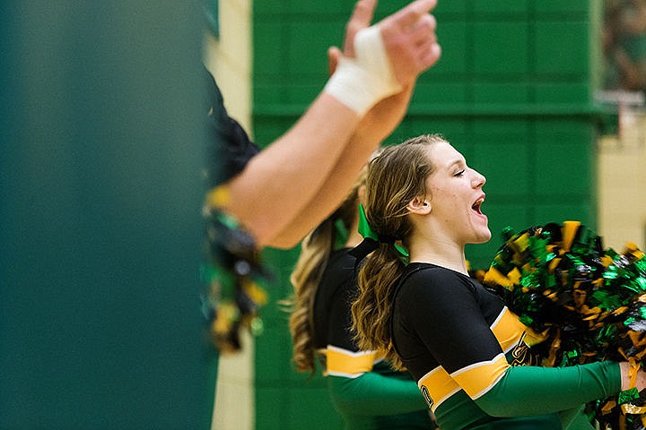 &lt;p&gt;Lakeland High School cheerleader Ember Minkovich cheers for the boys basketball team Friday against Burley High.&lt;/p&gt;