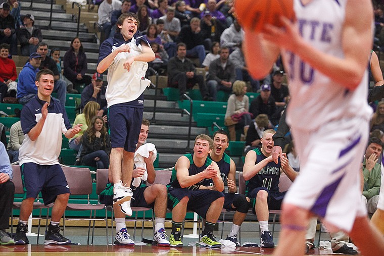 &lt;p&gt;The bench cheers after a made basket Thursday morning during Glacier's matchup against Butte in the first game of the Class AA State Championship in Great Falls. Thursday, March 7, 2013 in Great Falls, Montana. (Patrick Cote/Daily Inter Lake)&lt;/p&gt;