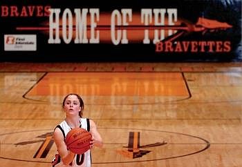 Flathead guard Kelsey Hildal lines up for a free throw during the Big Sky game at Flathead. Allison Money photos/Daily Inter Lake