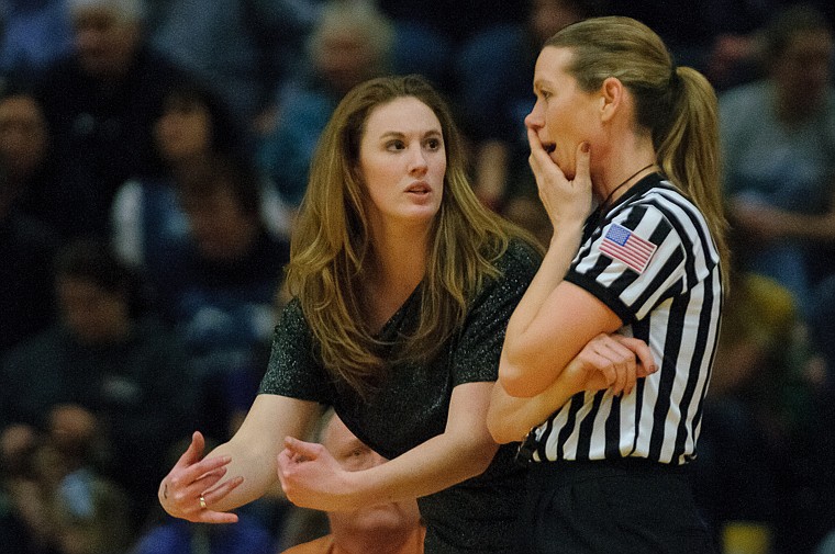 &lt;p&gt;Flathead head coach Karly Tait argues a call with a referee Thursday night during Flathead's matchup against Great Falls High in the first round of the Class AA State Championship in Great Falls. Thursday, March 7, 2013 in Great Falls, Montana. (Patrick Cote/Daily Inter Lake)&lt;/p&gt;