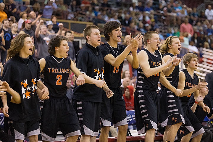 &lt;p&gt;Post Falls players cheer from the bench after a score late in the championship game.&lt;/p&gt;