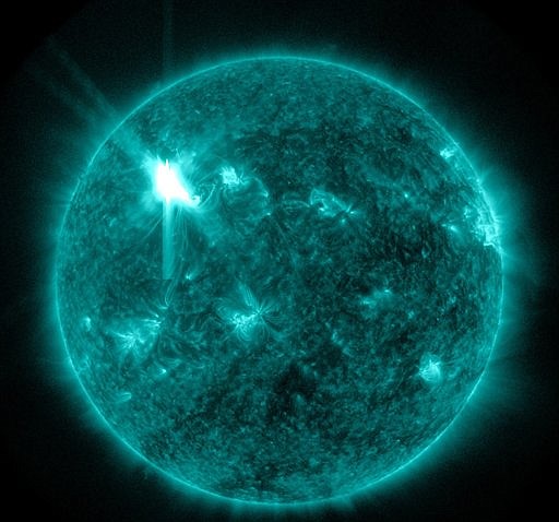 &lt;p&gt;This extreme ultraviolet wavelength image provided by NASA shows a solar flare. A flare is affecting Earth today, and could disrupt power grids, GPS and airplane flights. Forecasters at the National Oceanic and Atmospheric Administration's (NOAA) Space Weather Prediction Center said the sun erupted Tuesday evening and the effects should start smacking Earth late Wednesday night, close to midnight EST. They say it is the biggest in five years and growing. (AP Photo/NASA)&lt;/p&gt;