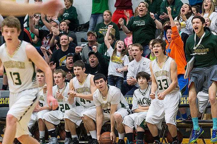 &lt;p&gt;The St. Maries bench and cheer section reacts after the Lumberjacks score in the fourth quarter.&lt;/p&gt;