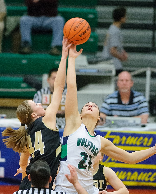 &lt;p&gt;Glacier junior center Cassidy Hashley (21) wins the tip off Friday afternoon during Glacier's matchup against Billings West on the second day of the Class AA state basketball tournament at Four Seasons Arena in Great Falls. Friday, March 8, 2013 in Great Falls, Montana. (Patrick Cote/Daily Inter Lake)&lt;/p&gt;