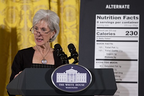 &lt;p&gt;Health and Human Services Secretary Kathleen Sebelius speaks in the East Room of the White House in Washington, Thursday, Feb. 27, where first lady Michelle Obama spoke about helping parents and other consumers make healthier choices as part of her Let's Move program.&lt;/p&gt;