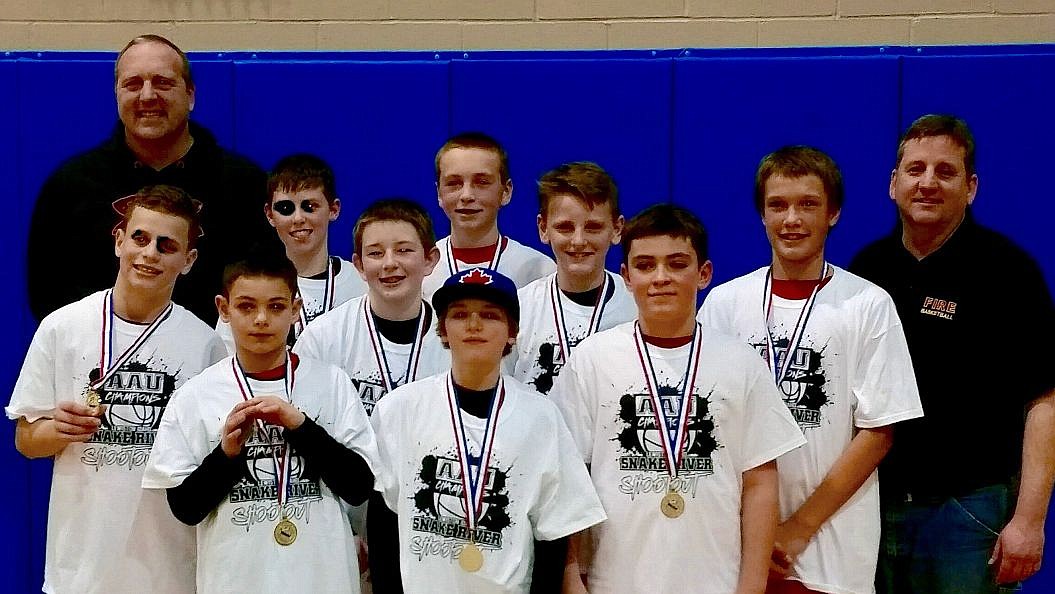 &lt;p&gt;Courtesy photo&lt;/p&gt;&lt;p&gt;The North Idaho Fire AAU boys basketball team took first place in the seventh-grade division at the Snake River Shootout in Lewiston. In the front row from left are Sam McLaughlin, Marcus Manzardo and Graylon Gould; second row from left, Luke McLaughlin, Owen Smith, Chris Irvin and Jack Prka; and back row from left, Alex Karns, Nathan Spellman and coaches Dave Spellman and Steve Smith.&lt;/p&gt;