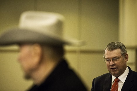 &lt;p&gt;Rep. Lawerence Denney (R-Idaho), keynote speaker, mingles with guests prior to the Lincoln Day Dinner. The dinner included auctions as well as a gun raffle and is a key fundraising event of the Kootenai County Republican Central Committee.&lt;/p&gt;