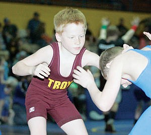 &lt;p&gt;Marcus Hermes looks to make his move on Caleb Mee of Columbia Falls in the Beginner 65 class Saturday during the Kootenai Klassic Little Guy wrestling tournament.&lt;/p&gt;