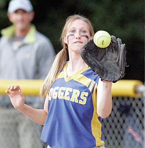 &lt;p&gt;First baseman Abby Ennenga third out top of the seventh on a throw from pitcher Staci Regh vs. Polson.&lt;/p&gt;