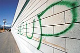 Graffiti vandal hits town with green paint