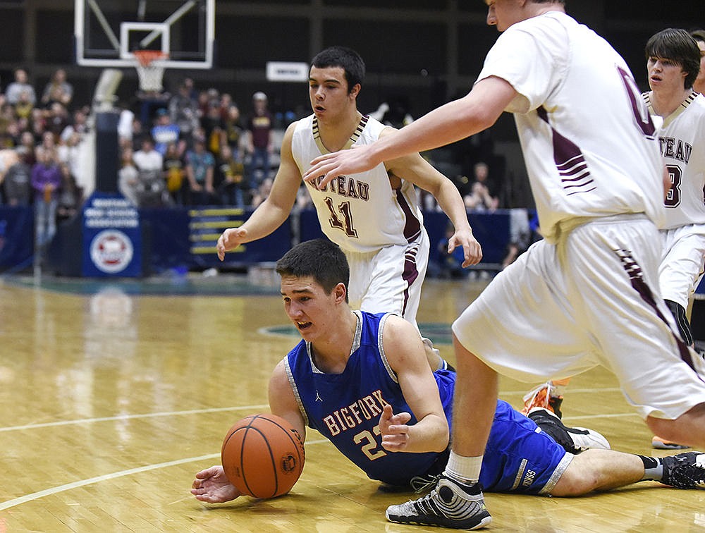 &lt;p&gt;Bigfork&#146;s George Gibson dives to the ground for a loose ball during the fourth quarter of the Class B state championship game against Choteau. (Aaric Bryan/Daily Inter Lake)&lt;/p&gt;