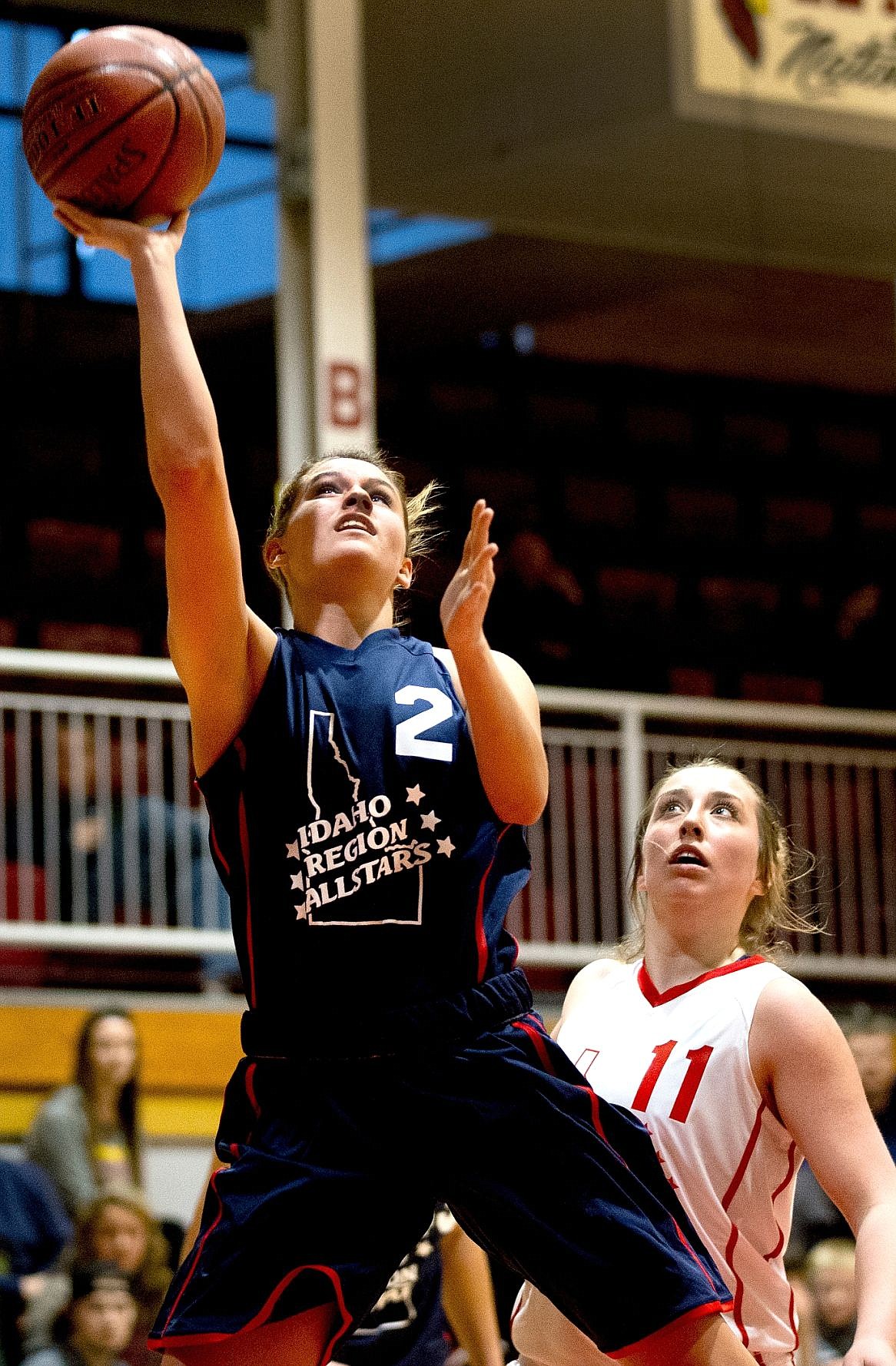&lt;p&gt;JAKE PARRISH/Press Region's Cierra Dvork, of Lake City High School, goes in for a lay-up as Metro's Zoe Wessels watches at the 13 Annual Idaho High School All Star Game on Saturday at North Idaho College.&lt;/p&gt;