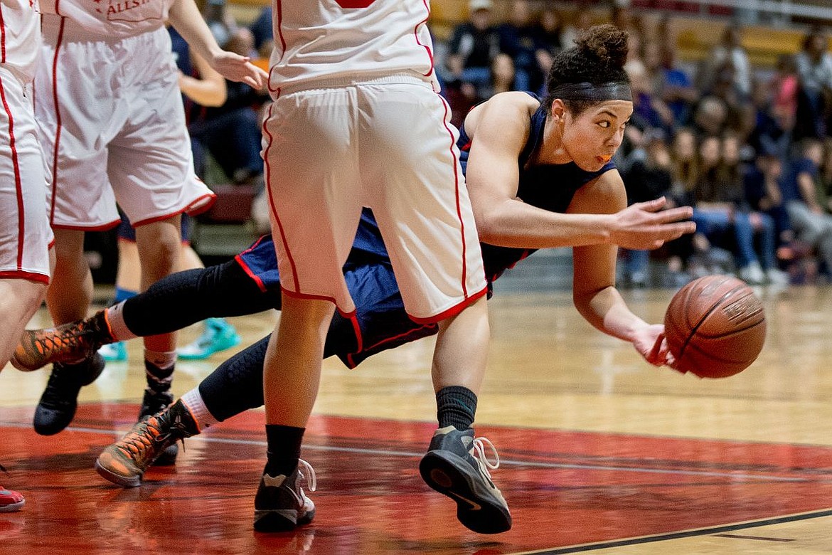 &lt;p&gt;JAKE PARRISH/Press Region's Aubree Anna Johnson dives for a loose ball while looking for an open teammate at the 13 Annual Idaho High School All Star Game on Saturday at North Idaho College.&lt;/p&gt;