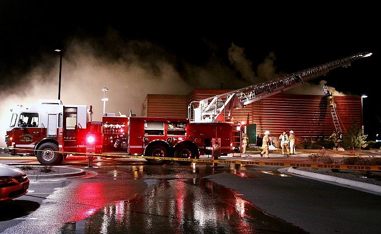 Evergreen, Kalispell, and Whitefish fire crews responded to a fire at Famous Dave's restaurant on U.S. 93 North Saturday evening after a fire started in the building's mechanical room, according to Kalispell Fire Chief Dan Diehl.