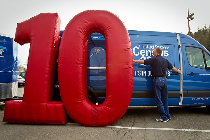 &lt;p&gt;Eric Tylar moves the zero for the 2010 sign placed in front of the United States Census van parked near the Coeur d'Alene Library for an educational stop Tuesday. The van will be at the Post Falls City Hall today from 9:30 a.m. to 12:30 p.m.&lt;/p&gt;