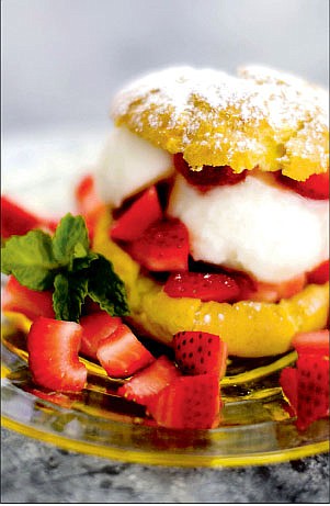 &lt;p&gt;This photo shows a lemon and strawberry cream puff in. These dainty pastries can be filled with whipped cream, pastry cream (or pudding), ice cream or sorbet, or even a savory filling.&lt;/p&gt;