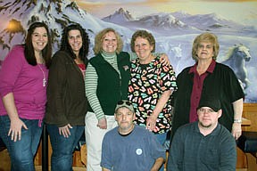 The staff of Heather's Country Kitchen just days before opening the new restaurant on Tuesday. From left to rigth: Courtney Deery, Heather Worrall, Amber Vacura, Beth Vacura, Shirley Boles, then my cooks, Rock Julian and Royce Johnston.