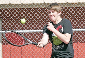 &lt;p&gt;CJ Beard teamed with Alex Day vs. James Cope and Jacob Edstrom of Clark Fork at No. 2 doubles May 6, 2014.&lt;/p&gt;
