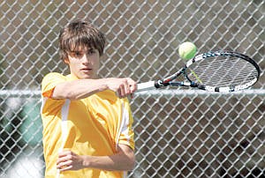 &lt;p&gt;Cody Wood, partnered with his cousin Jason Schnackenberg in No. 1 doubles vs. Columbia Falls 4-29-14.&lt;/p&gt;