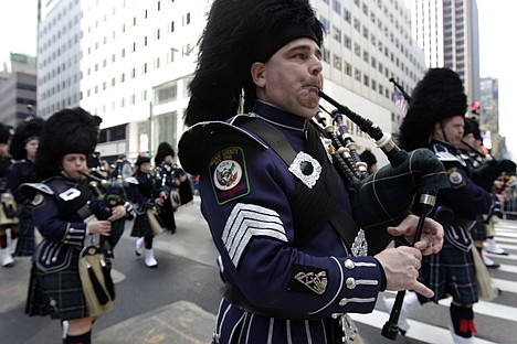 &lt;p&gt;Tim Fleming of the Ancient Order of Hibernians of Orange County, plays the bagpipe as he marches up 5th Ave. during the St. Patrick's Day Parade on Saturday in New York.&lt;/p&gt;