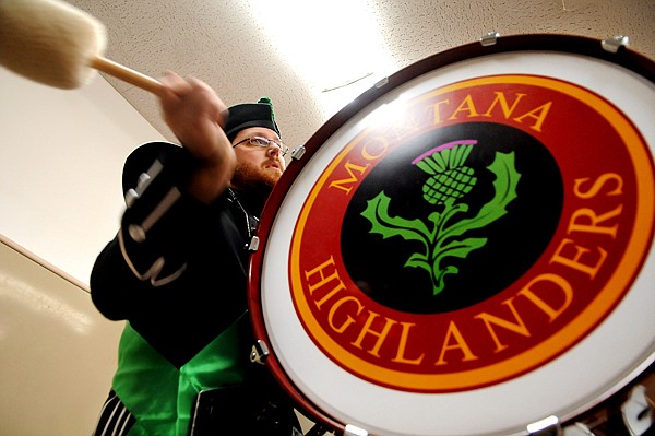 &lt;p&gt;Rob Eberhardy, base drummer for the Montana Highlanders, takes part in a full dress rehearsal on Monday night at Bethlehem Lutheran Church in Kalispell. The traditional pipe band will be participating in the annual Saint Patrick's Day Parade on Saturday at 4 p.m. Later that day they will perform at Nickel Charlie's at 5:25, at Del's Bar in Somers at 6, and at Tall Pine in Bigfork at 730.&lt;/p&gt;