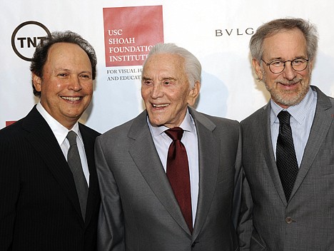 &lt;p&gt;Honoree Kirk Douglas, center, with host Billy Crystal, left, and event chair Steven Spielberg, attend the USC Shoah Foundation Institute's Ambassador for Humanity gala at the California Science Center in Los Angeles, Oct, 2008.&lt;/p&gt;