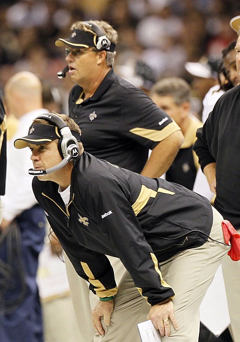 &lt;p&gt;FILE - In this Sept. 26, 2010, file photo, New Orleans Saints head coach Sean Payton, foreground, and defensive coordinator Gregg Williams, background, look on during an NFL football game at the Louisiana Superdome in New Orleans, La. The NFL has suspended Payton for the 2012 season, and former Saints defensive coordinator Gregg Williams is banned from the league indefinitely because of the team's bounty program that targeted opposing players. Also Wednesday, March 21, 2012, Goodell suspended Saints general manager Mickey Loomis for the first eight regular-season games of 2012, and assistant coach Joe Vitt has to sit out the first six games. (AP Photo/Patrick Semansky, File)&lt;/p&gt;