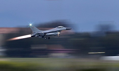 &lt;p&gt;A Danish F-16 takes off from the NATO airbase in Sigonella, Italy, Monday.&lt;/p&gt;