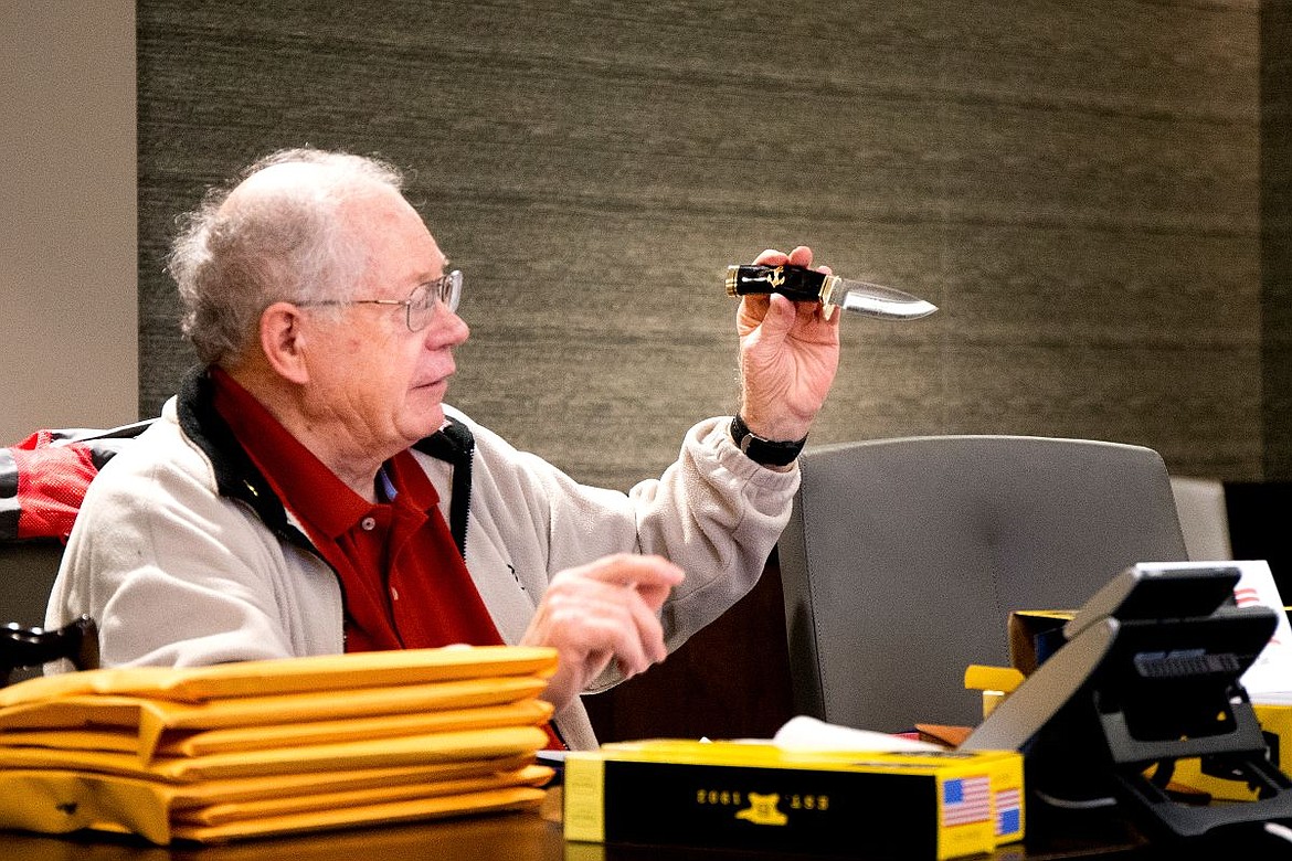 &lt;p&gt;Graham Crutchfield holds a commemorative Buck sheath knife on Tuesday that is to be given to a Vietnam veteran who received the Purple Heart. Crutchfield has been in partnership with Buck Knives for 11 years to give commemorative knives to veterans who served in combat.&lt;/p&gt;