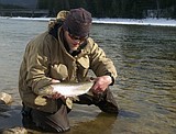 Darren Lobbestael, of Whitefish, fishes the Flathead last week in a snow squall.