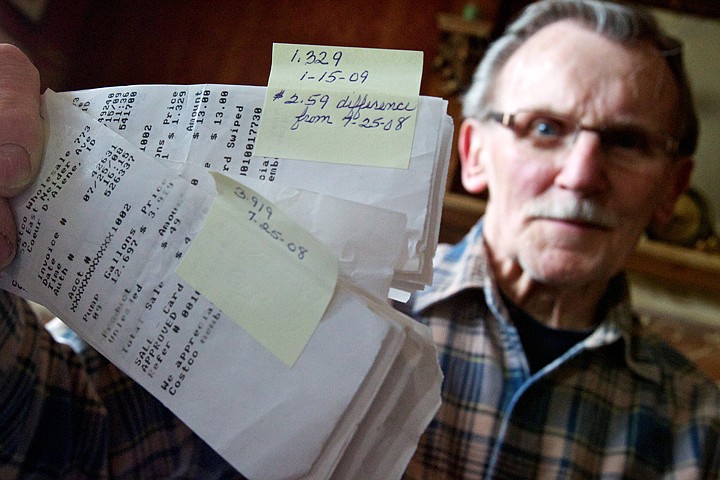 &lt;p&gt;Roy Higgs kept his receipts during the volatile period for gas prices in 2008 and 2009. At the height of gas prices in 2008, a gallon of regular unleaded fuel was $3.91 on July 25. Less than six months later, the price was $2.59 less expensive at $1.32 a gallon.&lt;/p&gt;