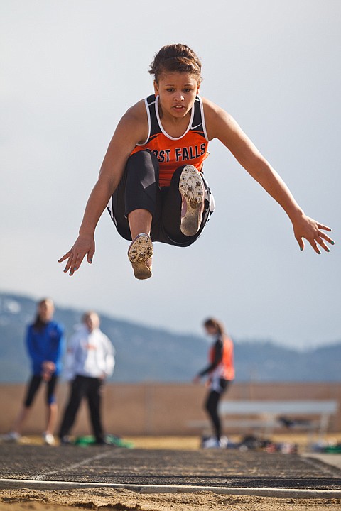 &lt;p&gt;Post Falls High School's Jaida Burgess takes flight during the girls long jump event at the Christina Finney Relays.&lt;/p&gt;