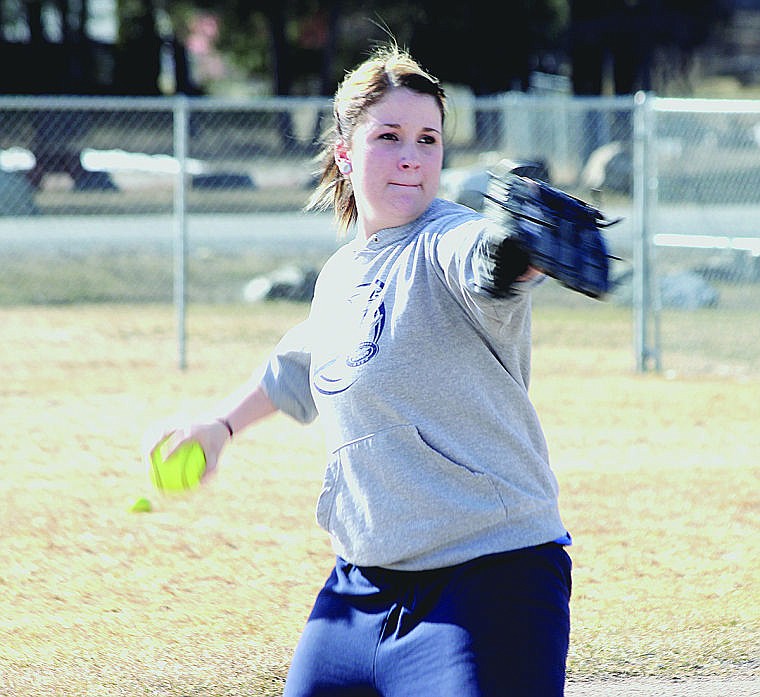 &lt;p&gt;Returning player Lady Hawk Brook Wood winds up to throw to her teammate in a passing drill for one of the first practices of the season.&#160;&lt;/p&gt;