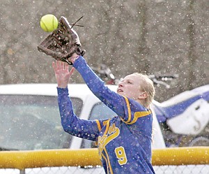 &lt;p&gt;Pouring down rain didn't seem to bother centerfielder Kelsey Klin who had a great catch in deep center top of the fifth vs. Polson.&lt;/p&gt;