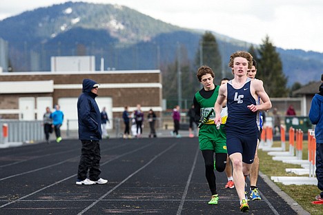 &lt;p&gt;Max Evans of Lake City leads the pack in the first lap of the men&#146;s 4x800-meter relay Thursday at Post Falls. &#160;&lt;/p&gt;