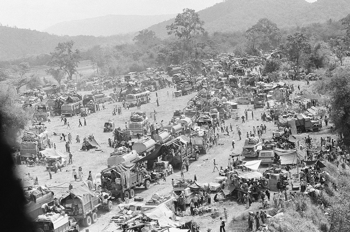 &lt;p&gt;Hundreds of vehicles of all sorts fill an empty area as the refugees fleeing in the vehicles pause near Tuy Hoa in the central coastal region of South Vietnam, Saturday, March 23, 1975 following the evacuation of Banmethuout and other population centers in the highlands to the west. (AP Photo/Ut)&lt;/p&gt;