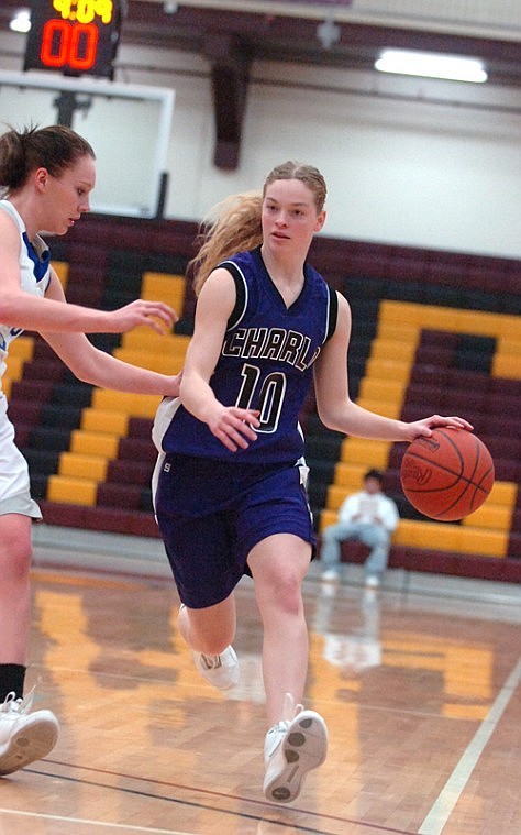 Charlo's Dawn Blevins drives during the all-star game.