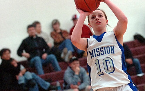 Mission's Stephanie Lewandowski takes a jump shot.