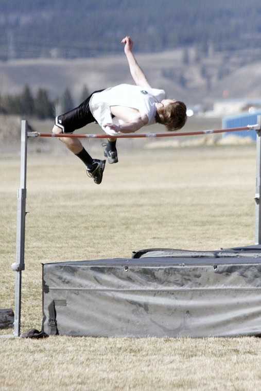 Plains senior Taylor Firestone practices the high jump form that carried him to state last season. Firestone hopes to repeat by competing in Butte in both the high jump and triple jump at the end of this season.