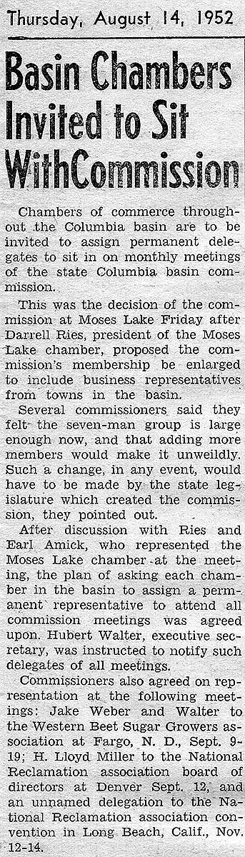 Basin Chambers Invited to Sit With Commission