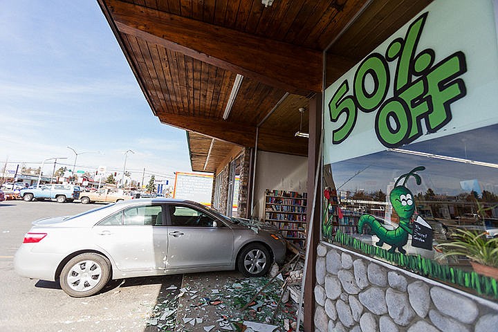 &lt;p&gt;A vehicle rests partially inside the Bookworm after crashing into the book store Friday afternoon on Fourth Street in Coeur d&#146;Alene. The driver, who was parked, was reported to have accidentally slipped control from the brake to the accelerator causing the accident. No injuries were reported.&lt;/p&gt;